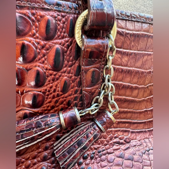 Brahmin Large Asher Tote/Shoulder Bag In Pecan Melbourne Croc Embossed Leather - Picture 4 of 16